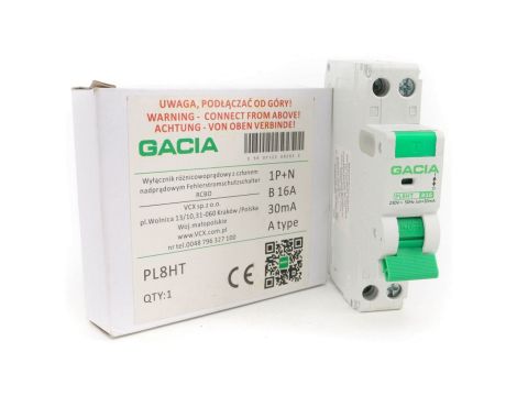 Wyłącznik różnicowoprądowy z członem nadprądowym 1P 16A B 30mA typ A