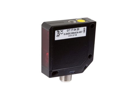 Czujnik optyczny odbiciowy 50x50x15mm Sn: 20-450mm 10-30V DC PNP Antykoincydencja złącze M12 4pin IP67 OT170420