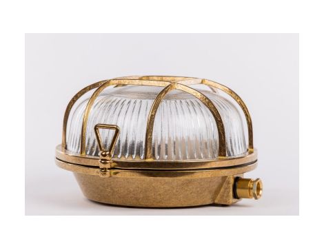 Oprawa mosiężna OKRĄG 14 z 2 nakrętkami typu motylek, E27, 60W, klosz przeźroczysty-szkło, IP64, siatka mosiężna A14