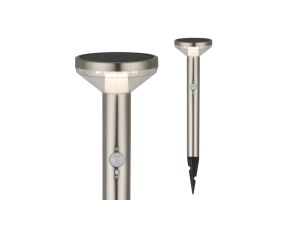 MCE465 CM Solarna lampa LED z czujnikiem Maclean, chrom matt, 3 tryby świecenia