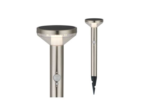 MCE465 CM Solarna lampa LED z czujnikiem Maclean, chrom matt, 3 tryby świecenia