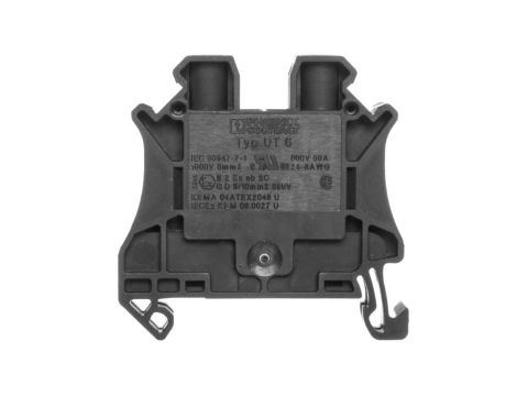 Złączka szynowa przepustowa 2-przewodowa 6mm2 czarna Ex UT 6 BK 3045208 /50szt./