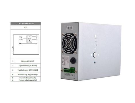 Zasilacz awaryjny 1500VA 900W 60V z LCD LiftUPS-1k5-LCD-BC60