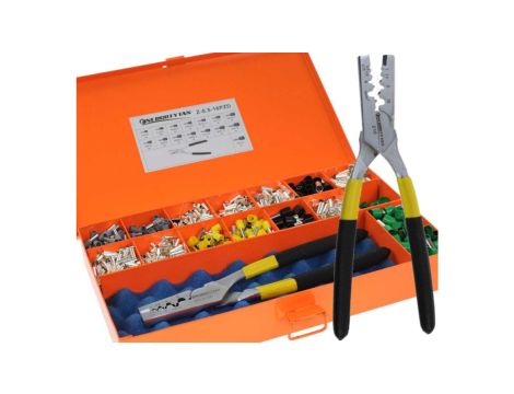 Zaciskarka do tulejek 0,5-16 z tulejkam w walizce / praska do kabli 0,5-16 mm2 / 0,5-0,75-1,0-1,5-2,5-4,0-6,0-10,0-16,0mm2 / PZD