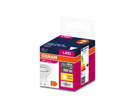 Żarówka LED VALUE PAR16 50 GU10 4,5W 350lm 3000K 830 60st. 4058075599024