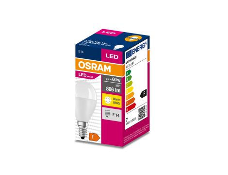 Żarówka LED VALUE CLASSIC P 60 E14 7,5W 806lm 3000K 830 FR non-dim 4058075630390