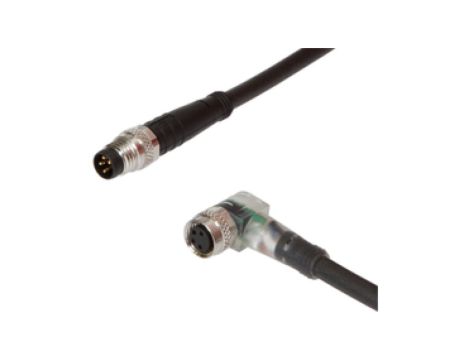 Kabel konfekcjonowany obustronny złącze M8 żeńskie 4-pin kątowe M8 męskie 4-pin proste 4x0,34mm z kablem 1,5m IP67 wskażnik LED