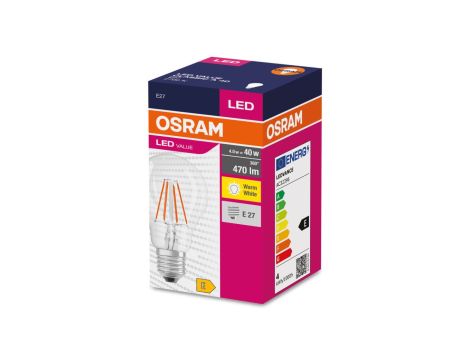 Żarówka LED VALUE CLASSIC A 40 E27 4W 470lm 2700K 827 FIL non-dim 4058075439856