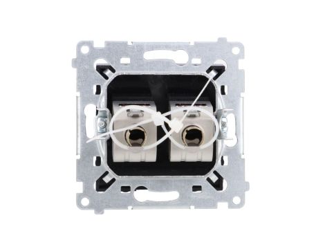 Simon 54 Gniazdo komputerowe podwójne RJ45 kategoria 6 ekranowane z przesłoną przeciwkurzową (moduł) czarny mat D62E.01/49