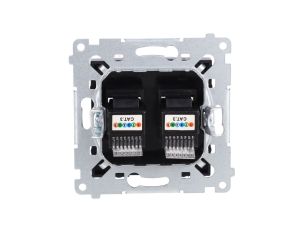 Simon 54 Gniazdo telefoniczne podwójne RJ12 (moduł) czarny mat DT2.01/49