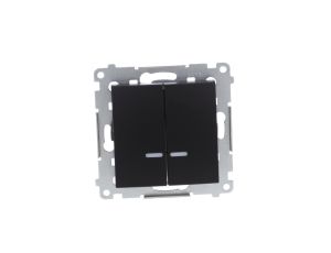 Simon 54 Łącznik świecznikowy z podśw LED i do wersji IP44 (moduł) 10AX 250V szybkozłącza, czarny mat z wkładkę DU1W DW5BL.01/49