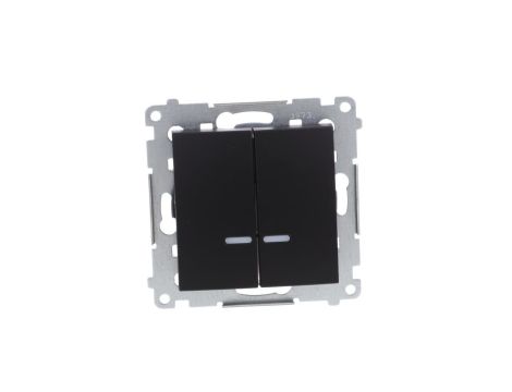 Simon 54 Łącznik świecznikowy z podśw LED i do wersji IP44 (moduł) 10AX 250V szybkozłącza, czarny mat z wkładkę DU1W DW5BL.01/49