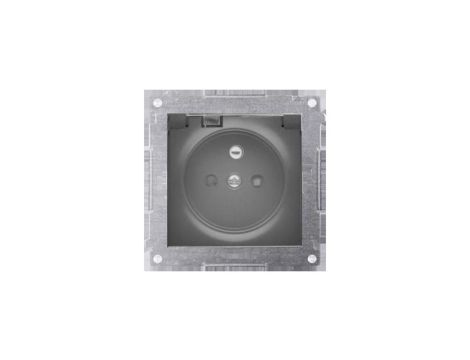 Simon 54 Gniazdo do wersji IP44 bez uszczelki (moduł) 16A 250V klapka trans. czarny mat wym. uszczelka ramki DGZ1BUZ.01/49A