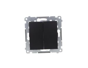 Simon 54 Łącznik świecznikowy do wersji IP44 (moduł) 10AX 250V szybkozłącza, czarny mat z wkładkę uszczelniającą DU1W DW5B.01/49