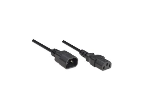 Przedłużacz kabel Zasilający Iec320 C14 Na C13 10A 1M Czarny ICOC 03-NC-01