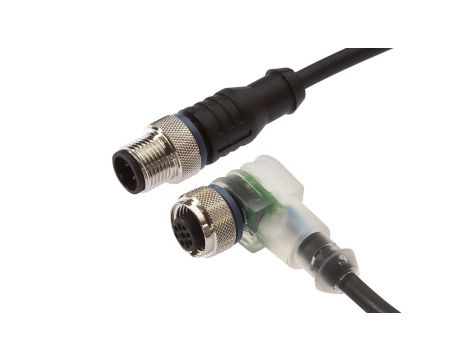 Kabel konfekcjonowany obustronny M12 żeńskie 4-pin kątowe M12 męskie 4-pin proste 4x0,34mm 0,6m PUR IP67 wskaźnik LED VK060F23