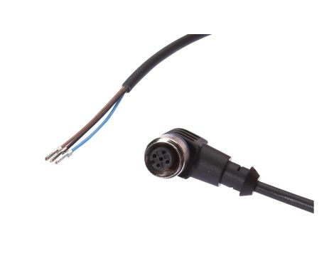 Kabel konfekcjonowany jednostrony złącze M12 żeńskie 3-pinowe kątowe wolny koniec przewodu 3x0,34mm 2m PUR 250V IP67 VK200021