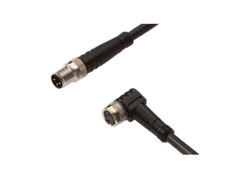 Kabel konfekcjonowany obustronny złącze M8 żeńskie 3-pinowe kątowe M8 męskie 3-pinowe proste 3x0,34mm 1m PUR IP67 VK100F70