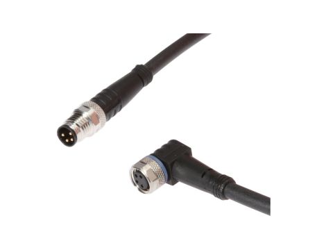 Kabel konfekcjonowany obustronny złącze M8 żeńskie 4-pinowe kątowe M8 męskie 4-pinowe proste 1m PUR IP67 VK100F71