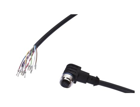 Kabel konfekcjonowany jednostrony złącze M12 żeńskie 12-pinowe kątowe wolny koniec przewodu 12x0,14mm 2m PUR 30V VK200C21
