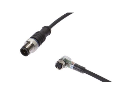 Kabel konfekcjonowany obustronny złącze M8 żeńskie 3-pin kątowe M12 męskie 3-pin proste 3x0,34mm 3m IP67 wskażnik LED VK300F82
