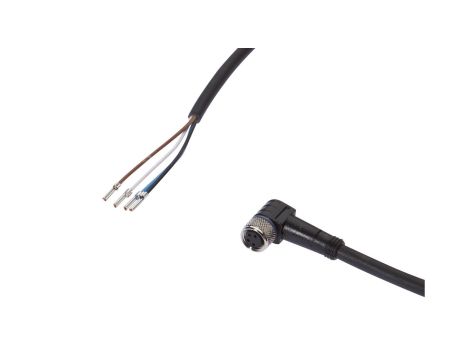 Kabel konfekcjonowany jednostrony złącze M8 żeńskie 4-pinowe kątowe wolny koniec przewodu 4x0,34mm 10m TPU 30V IP67 250V VKA003