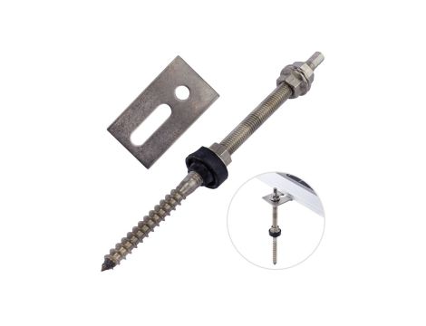 Śruba dwugwintowa M10x200mm nierdzewna A2 z uszczelką EPDM + adapter montażowy 45x80x3mm 55.0034