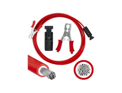 Kabel przyłączeniowy z wtykami typu krokodyl 40A - MC4 4mm2 czerwony /1m/