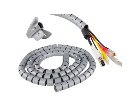 Elastyczny organizer biurkowy do kabli 30mm 2m szary NEKU