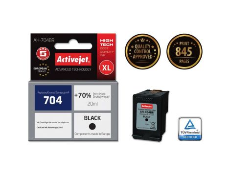 Tusz Activejet AH-704BR (zamiennik HP 704 CN692AE Premium 20 ml czarny)