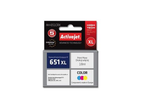 Tusz Activejet AH-651CRX (zamiennik HP 651 C2P11AE Premium 18 ml kolor)