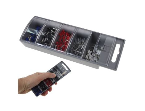 Tulejki izolowane 0,5-2,5 / zestaw walizkowy tulejek / końcówka tulejkowa izolowana 0,5-0,75-1,0-1,5-2,5 / 400 szt. / 006326