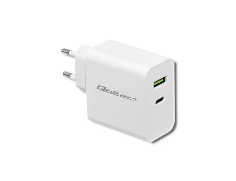 Qoltec Ładowarka sieciowa 45W 5-20V 2.4-3A USB typ C PD USB 3.0 Biała