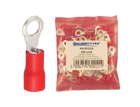 Końcówka oczkowa izolowana / Końcówka oczkowa 0,5-1,5 mm2 / KIO-0515/8 / 100 sztuk