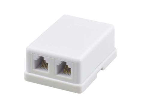 Gniazdo telefoniczne 2xRJ11 (RJ14) 6P4C natynkowe NEKU