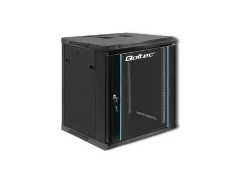 Qoltec Szafa RACK 19 12U 600 x 635 x 600 Hartowane drzwi Wisząca Stalowa obudowa Zamek Czarna