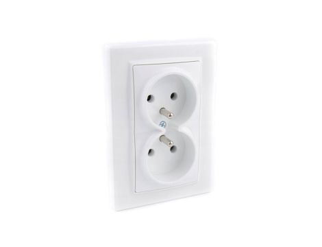 Gniazdo podwójne z uziemieniem z/u białe 16A 250V - Argo 9228