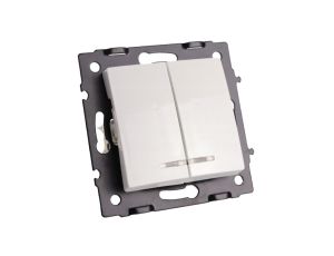 Łącznik włącznik podwójny z podświetleniem biały - Argo 9123