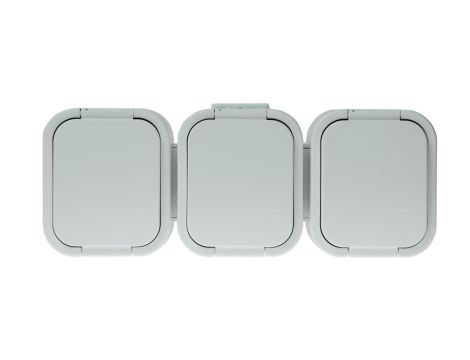 B2 Gniazdo potrójne 3x2P+Z SCHUKO bryzgoodporne z klapką w kolorze wyrobu IP54