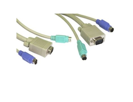 Kabel KVM, dł. 300mm - Męskie złącze KVM, męskie złącze PS2 - Męskie złącze KVM, męskie złącze PS2, kolor: Czarny, RS