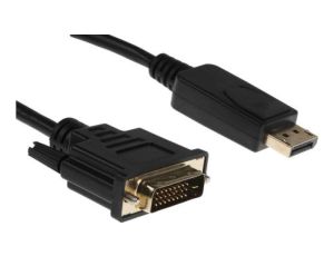 Zespół cyfrowych kabli wideo i monitorowych 1m Męskie DisplayPort to Męskie DVI-D Czarny