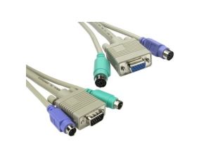 Kabel KVM, dł. 2m - Męskie złącze PTM PS2, męskie SVGA - Żeńskie PS2, żeńskie SVGA, kolor: Szary, RS PRO