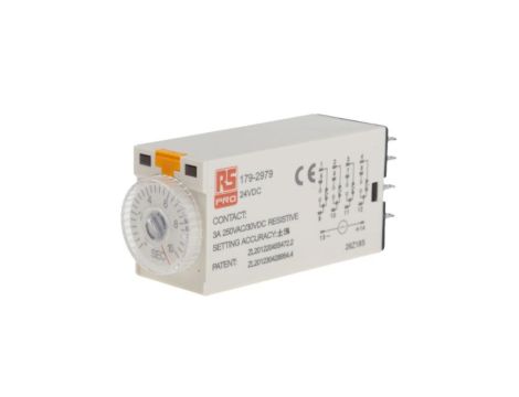 Przekaźnik czasowy zwłoczny jednofunkcyjny 0.5 → 10s 4PDT 4-stykowy 4PDT 24V dc