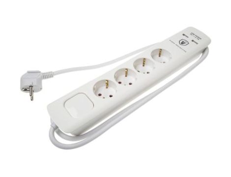 Listwa zasilająca, 4-gniazda Schuko + USB, 1,5m, z wyłącznikiem H05VV-F, 3G1,5