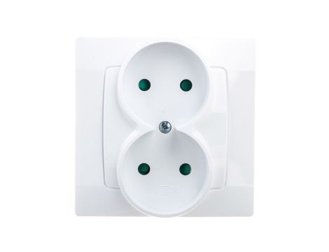 KARO Gniazdo podwójne b/u z przesłonami białe GP-2SP/00