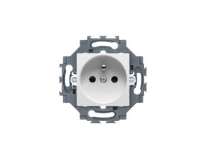Gniazdo z uziemieniem 2P+E 16A z przesłonami styków, zaciski śrubowe, biały, Dahlia GW35212W