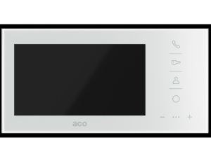 Wideomonitor cyfrowy, głośnomówiący ze szklanym frontem i kolorowym wyświetlaczem 7cali do systemy COMO GLASS-PRO-7 WH