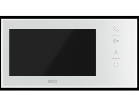 Wideomonitor cyfrowy, głośnomówiący ze szklanym frontem i kolorowym wyświetlaczem 7cali do systemy COMO GLASS-PRO-7 WH