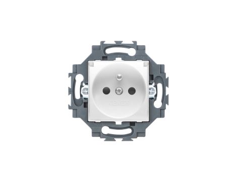 Gniazdo z klapką, z uziemieniem IP 40, 2P+E 16A z przesłonami styków, zaciski śrubowe, biały, Dahlia GW35213W