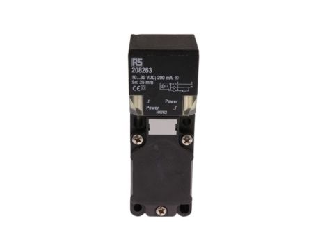 Czujnik indukcyjny PNP 25 mm w obudowie prostokątnej 200 mA 10 → 30 V DC IP68 250Hz